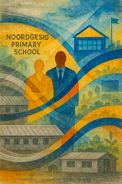 This beautiful abstract piece of art captures the transformation of Noordgesig Primary School; a journey from humble beginnings to a dignified, modern campus. The blend of colours and textures reflects the resilience and unity of a community determined to uplift its learners.