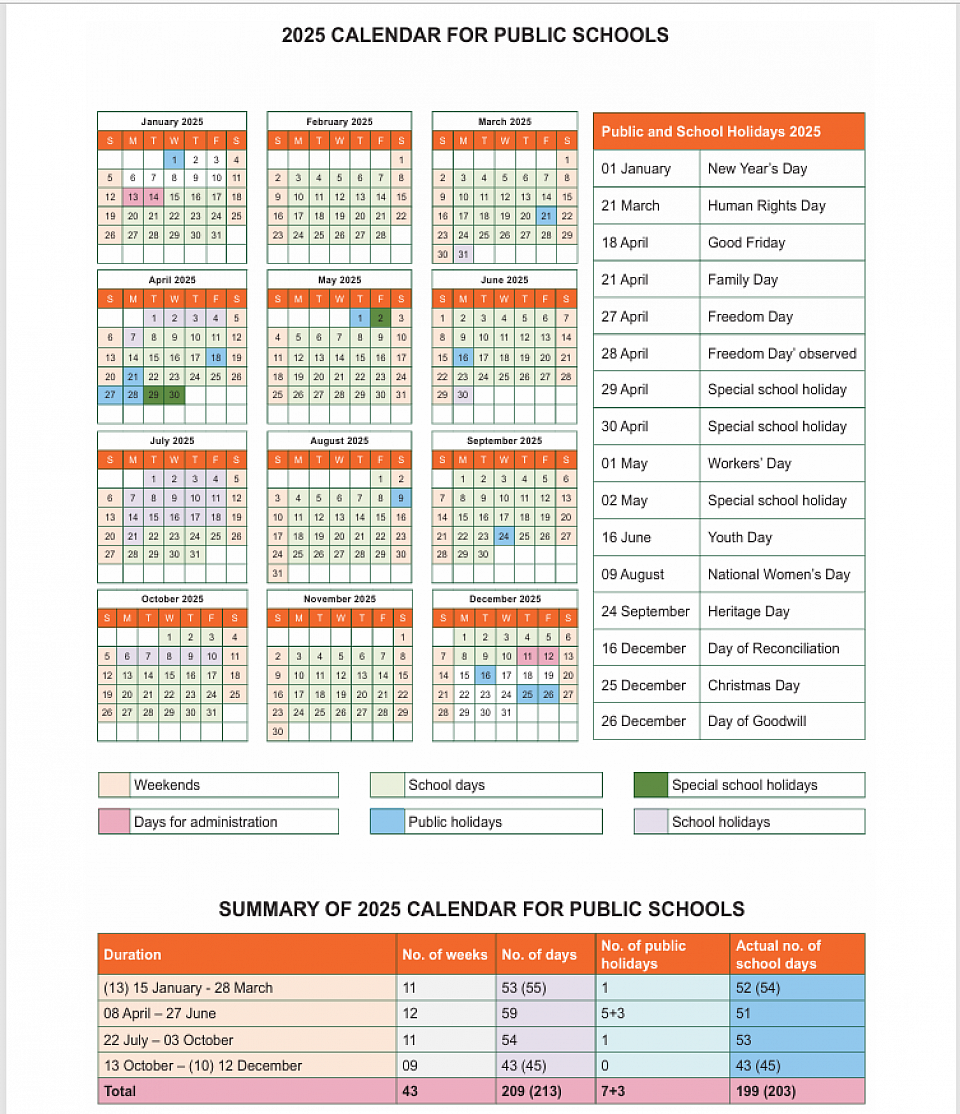 2025 Gauteng School Calender